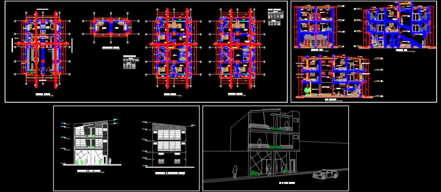 Office and Guest House Design CAD File G+2 Floors